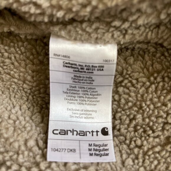 Men's Carhartt Dark Brown Cotton Loose Fit Washed Duck Sherpa-Lined Vest Medium! - Picture 12 of 16